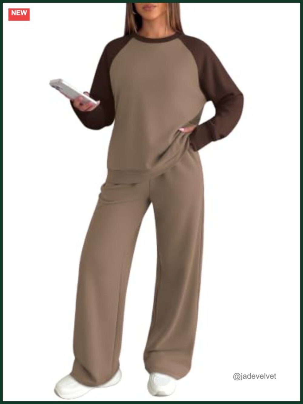Women's 2 Piece Lounge Set Fleece Sweatshirt & Wide Leg Pants